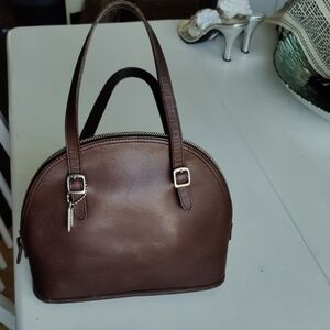 Brown Dome-Shaped Leather Shoulder Bag